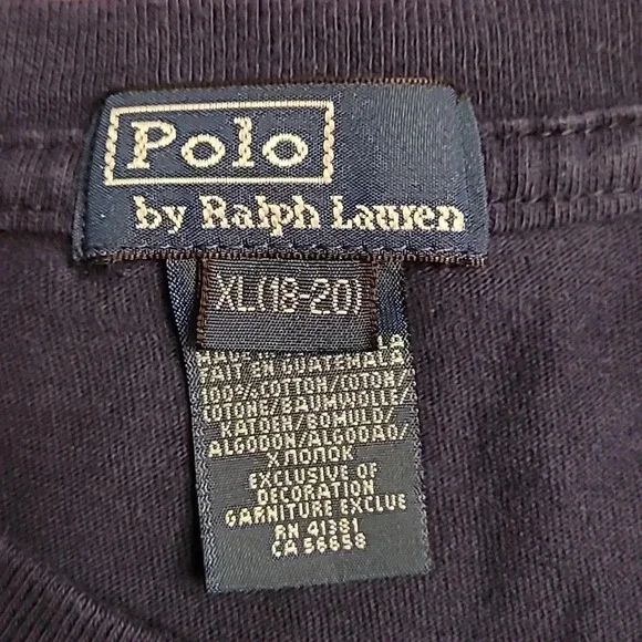 Polo by Ralph Lauren vintage 90s y2k embroidered boys XL 18/20 Navy and gold tee - Picture 6 of 9